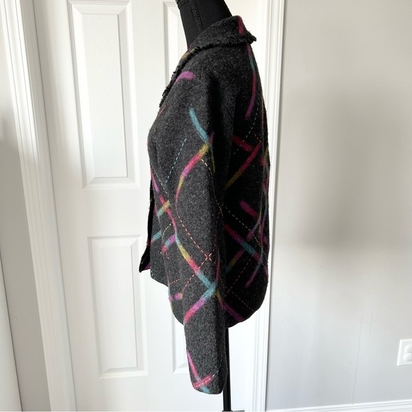 Talbots Abstract Printed Pure Wool Felted Jacket - Picture 2 of 15